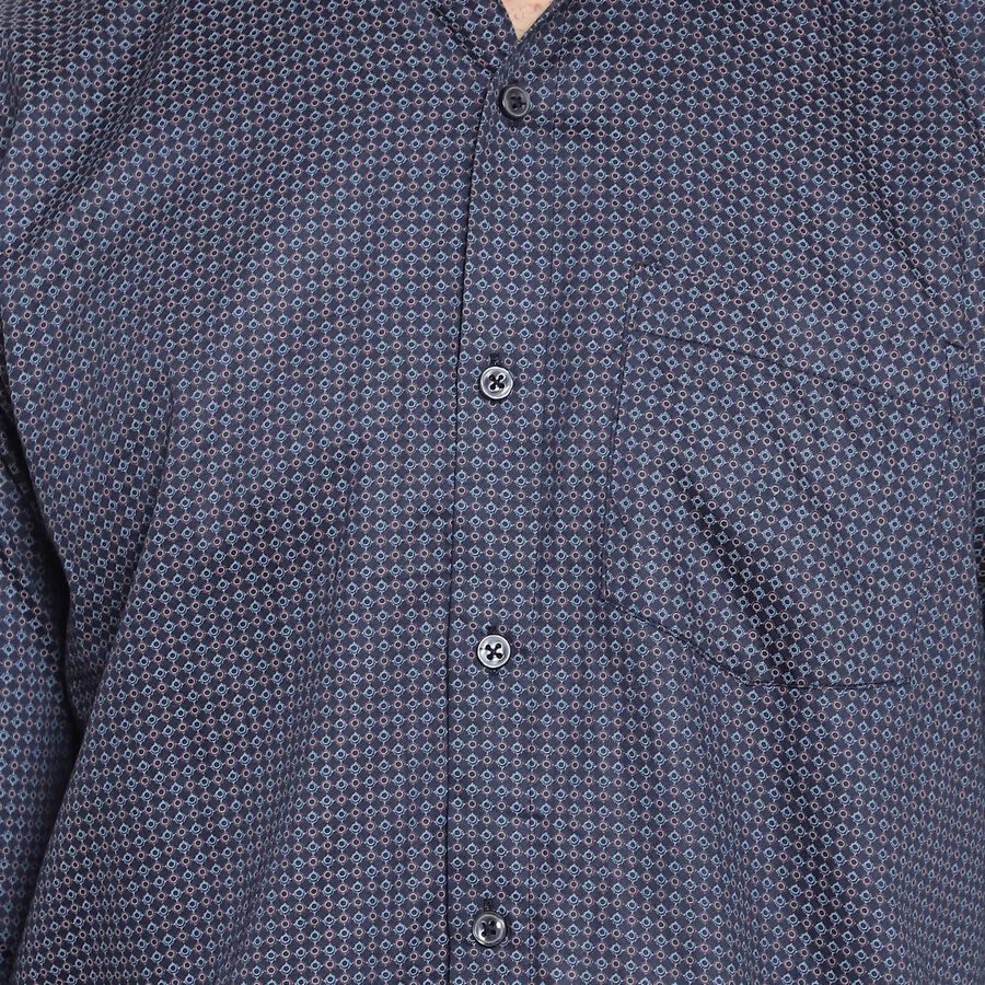 Cut Away Collar Party Wear Shirt, Navy Blue, large image number null