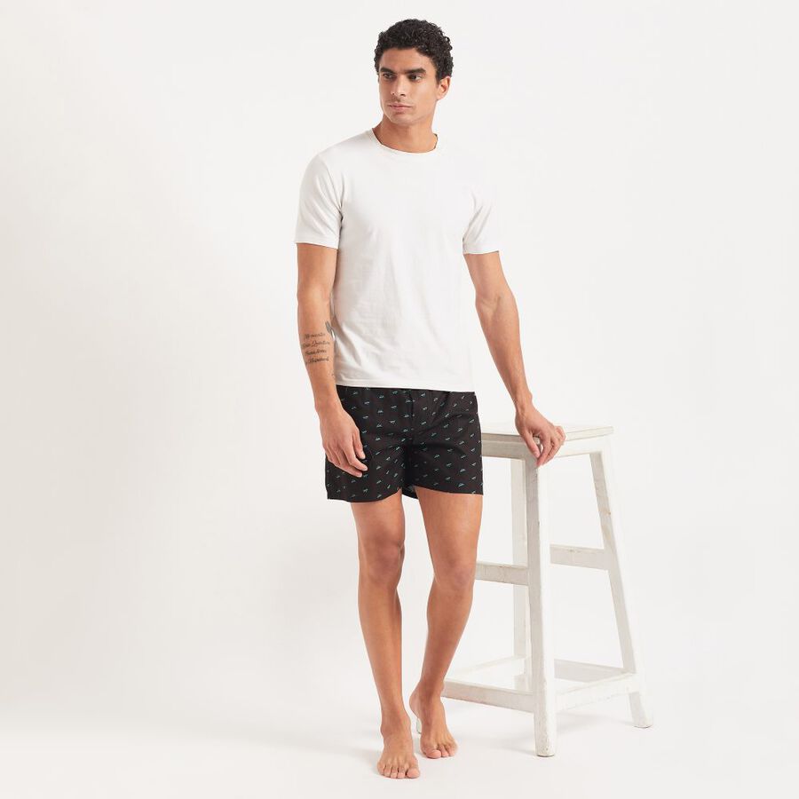 Men's Cotton Boxers, काला, large image number null