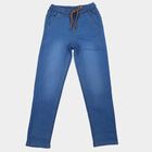Boys Light Blue Straight Fit Drawstring Waist Jeans, हल्का नीला, small