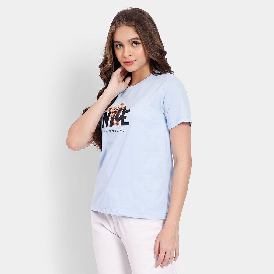 Ladies' Round Neck T-Shirt, हल्का नीला, large image number null