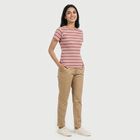 Women's Pink Cotton Blend Round Neck Casual T-Shirt, Pink, small