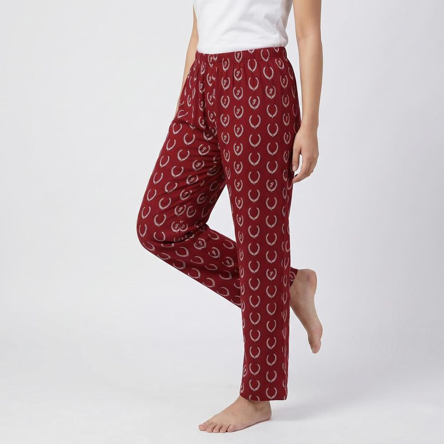 Women Wine Regular Fit Solid Pyjama, वाइन, large