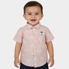 Infants Peach Cotton Half Sleeve Classic Casual Shirt, Peach, small