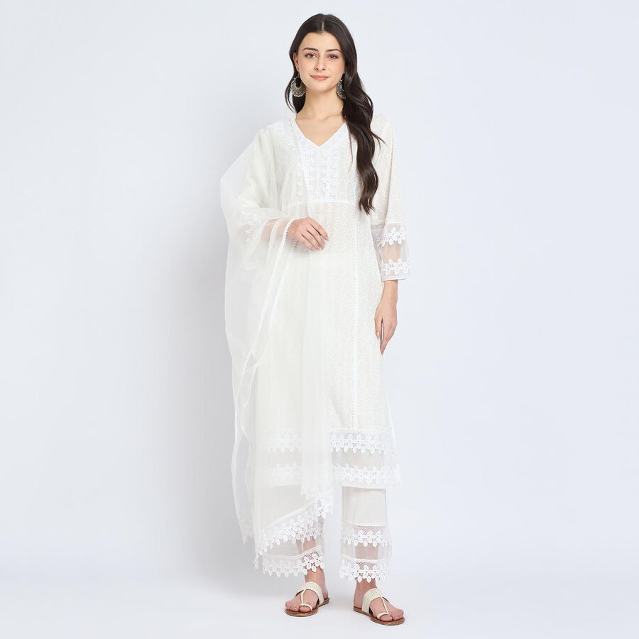 Ladies' 100% Cotton Ethnic Set , ऑफ व्हाइट, large image number null