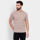 Men's Round Neck Half Sleeves T-Shirt, Beige, small image number null