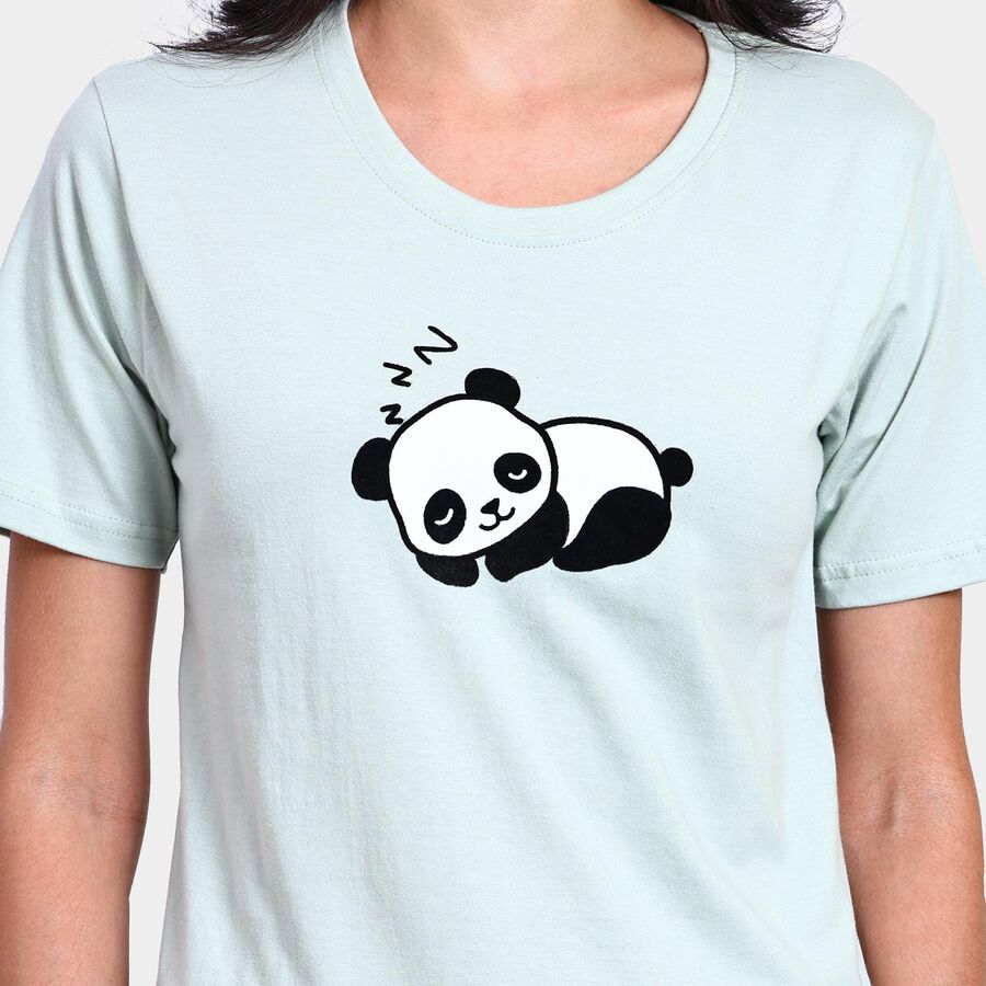 Ladies' 100% Cotton Round Neck T-Shirt , हल्का हरा, large image number null
