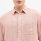 Men's Muted Dusty Pink Cotton Classic Casual Shirt, Peach, small