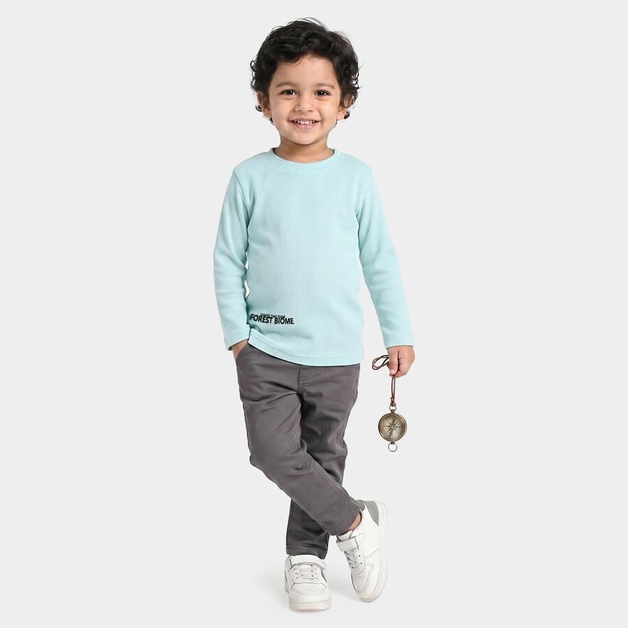 Boys Light Blue Round Neck Regular T-Shirt, Light Blue, large