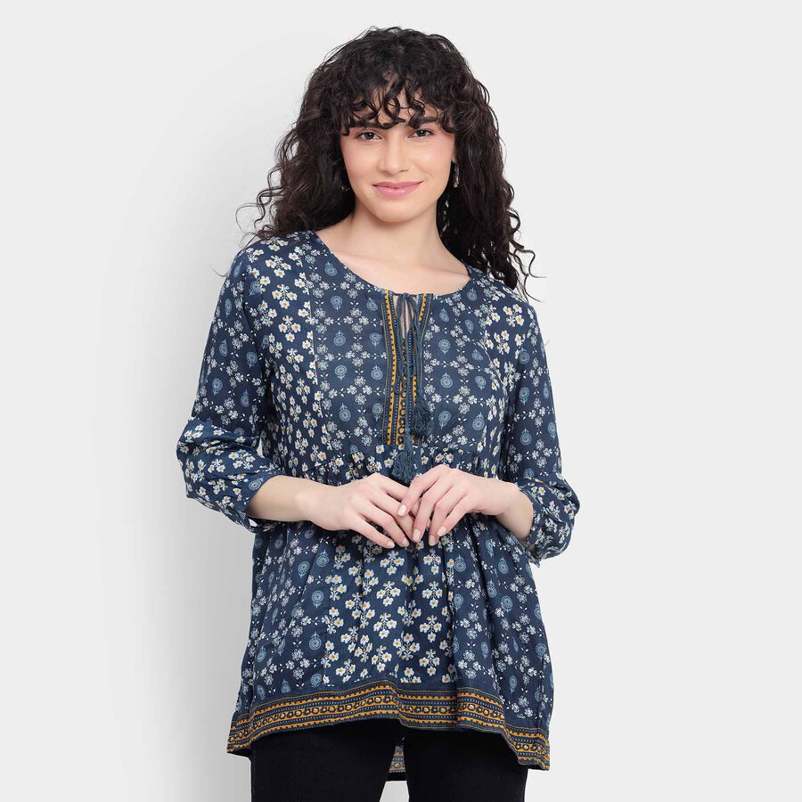 All Over Print Kurti, गहरा नीला, large image number null