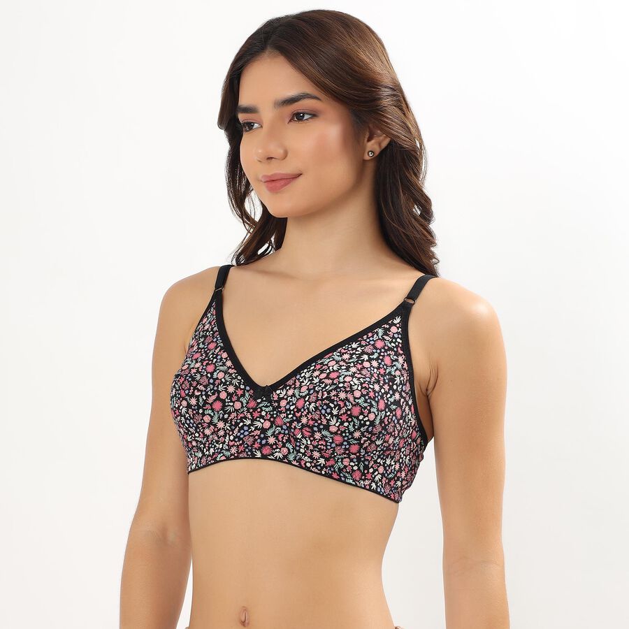 Ladies' 100% Cotton Bra , Black, large image number null