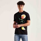 Cotton Round Neck T-Shirt, Black, small image number null