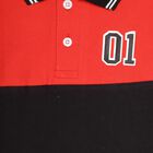 Boys' 100% Cotton Collar Half Sleeves T-Shirt, Red, small image number null