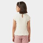 Girls White Peter Pan Collar Regular T-Shirt, सफ़ेद, small