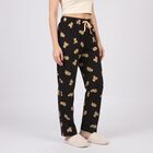 Women's Black Straight Fit Teddy Lounge Pyjama, Black, small