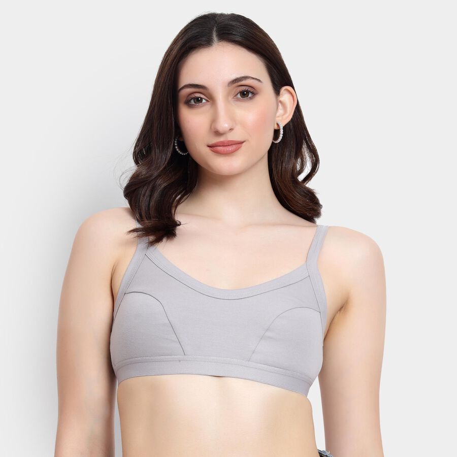 Ladies' 100% Cotton Bra , Light Grey, large image number null