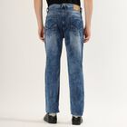Men's Stonewashed Blue Slim Fit Jeans, गहरा नीला, small
