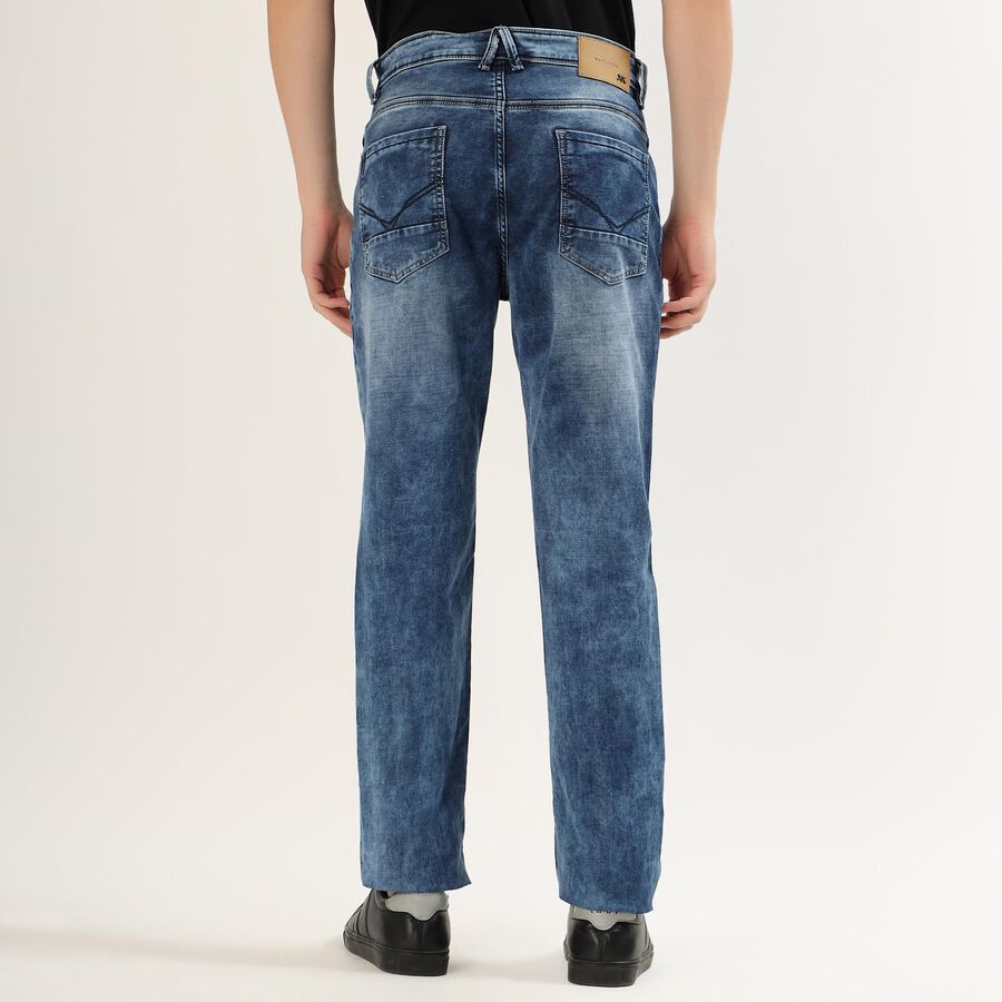 Men's Stonewashed Blue Slim Fit Jeans, गहरा नीला, large