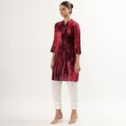 Women's Deep Burgundy Red Mandarin Collar Abstract Printed Kurta, Wine, small image number null