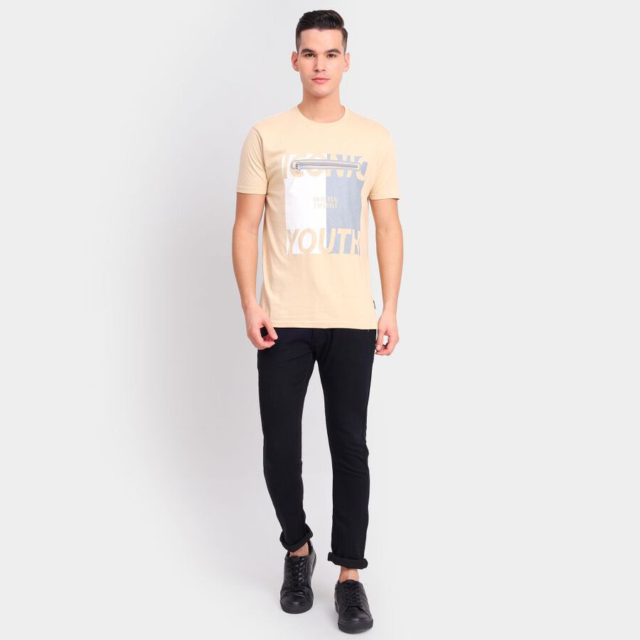 Men's 100% Cotton Round Neck Half Sleeves T-Shirt, गहरा पीला, large image number null
