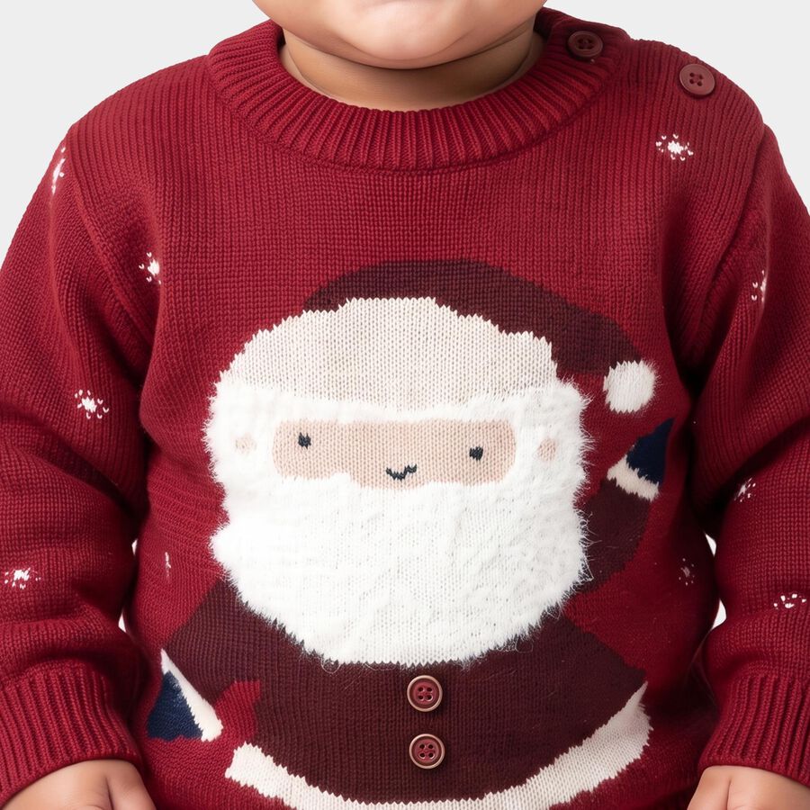 Infants' Red Crew Neck Printed Pullover, Red, large