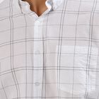 Men's Rich Eggshell White Cotton Mandarin Collar Casual Shirt, White, small image number null