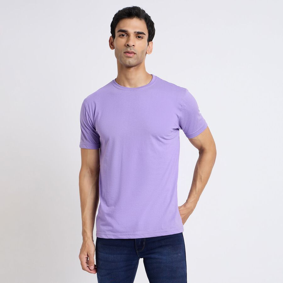 Men's Round Neck Half Sleeves T-Shirt, Purple, large image number null