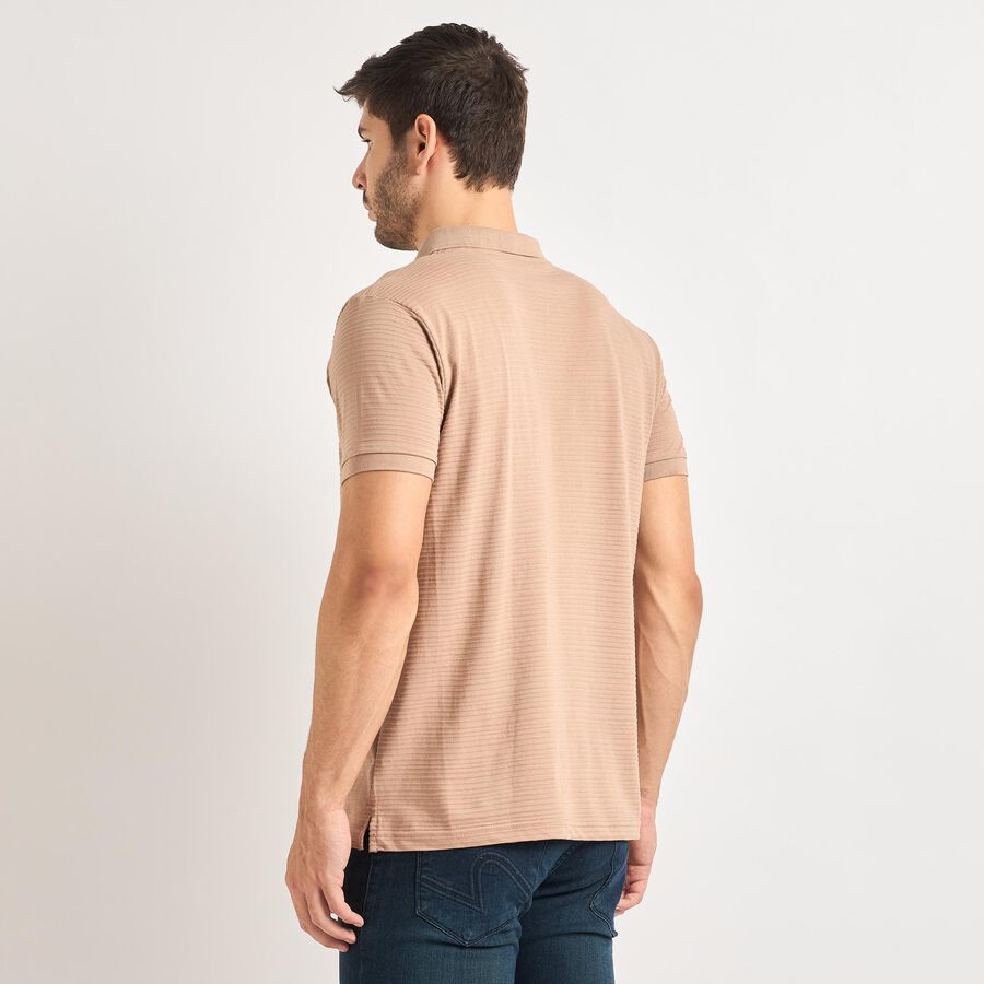 Men's Collared Half Sleeves T-Shirt , Beige, large image number null