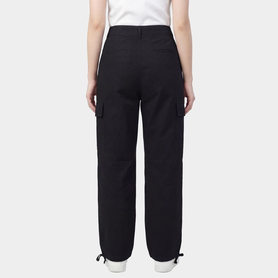 Women's Black Straight Fit Formal Trousers, Black, large