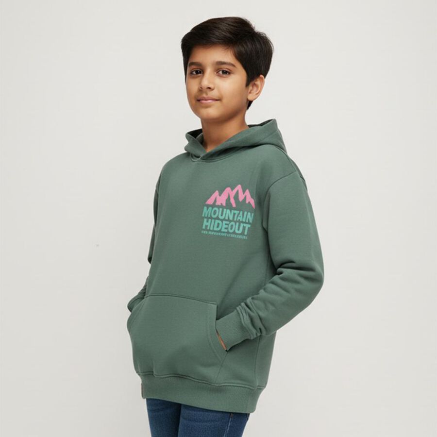 Boys' Sweatshirt, गहरा हरा, large image number null