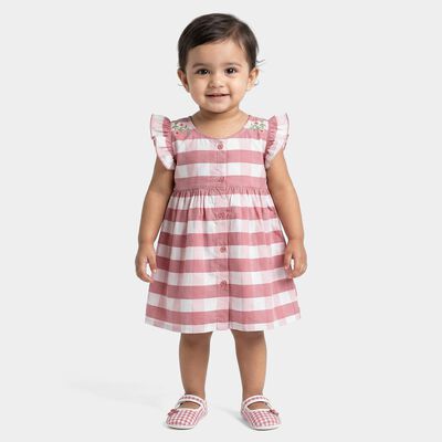 Infants' Pink Cotton Casual Frock