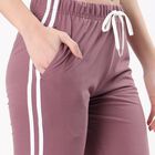 Women's Muted Mauve Straight-Leg Side-Striped Track Pants, बैंगनी, small
