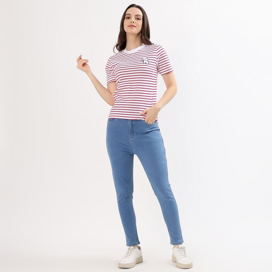 Ladies' Jeans, मध्यम नीला, large