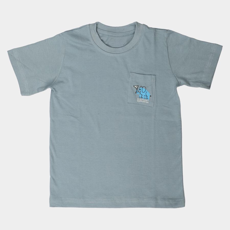 Boys Light Blue Cotton Crew Neck Regular Boys T-Shirt, Light Blue, large