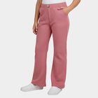 Girls Pink Regular Fit Textured Trousers, गुलाबी, small