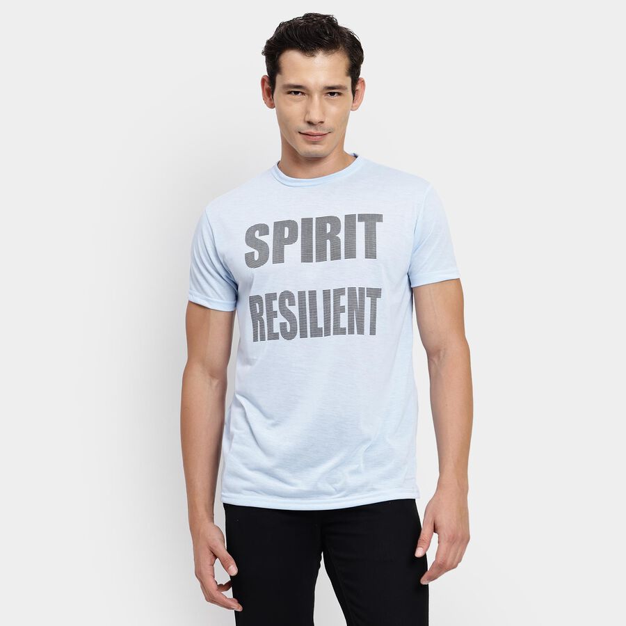 Men's Round Neck Half Sleeves T-Shirt, Sky Blue, large image number null