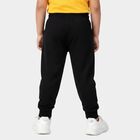 Boys Black Tapered Fit Printed Cotton Blend Pyjama, Black, small