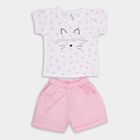 Girls' 100% Cotton Short Set , गुलाबी, small