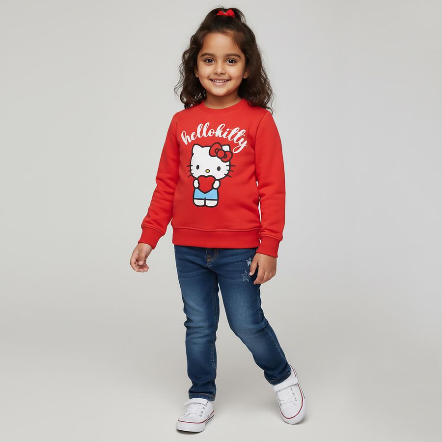 Girls' Sweatshirt, Red, large image number null