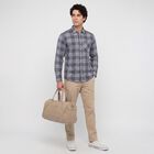 Men's Grey 100% Cotton Long Sleeves Spread Collar Casual Shirt, गहरा ग्रे, small