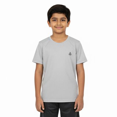 Boys Light Grey Crew Neck Casual Half Sleeve T-Shirt