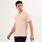 Men's Light Pink Polo Neck Casual T-Shirt, Pink, small