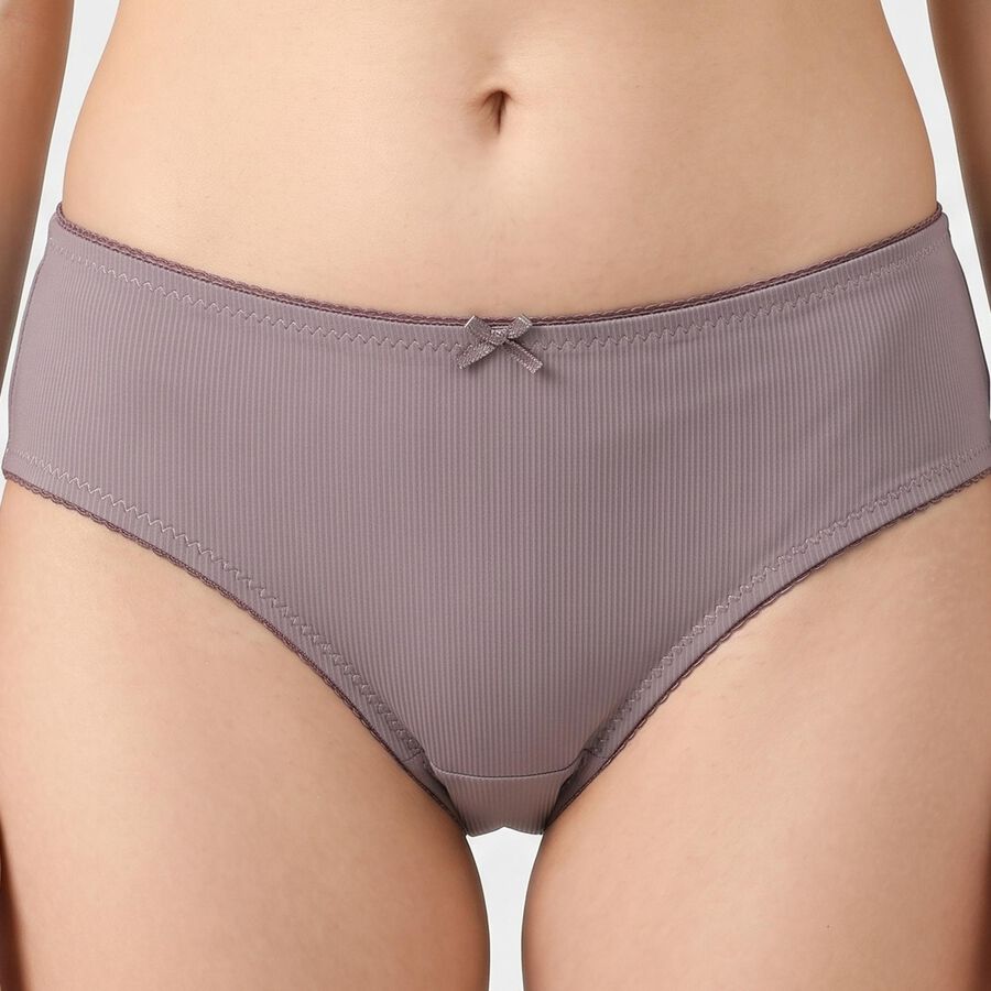 Women's Purple Regular Fit Ribbed Brief Panty, Purple, large