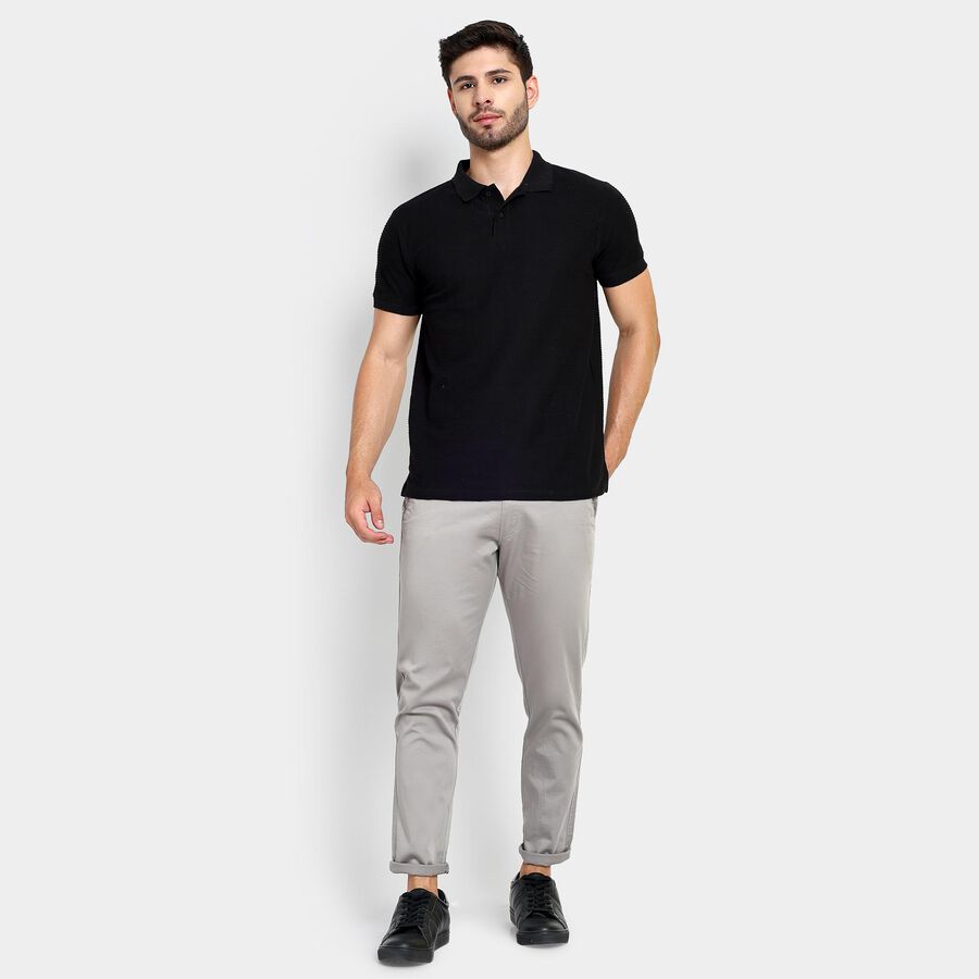 Men's 100% Cotton Collared Half Sleeves T-Shirt , काला, large image number null