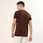 Men's Brown Round Neck Graphic Printed T-Shirt, Brown, small