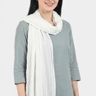 Women's White Solid Dupatta, White, small