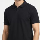 Men's Navy Blue Polo Neck Casual T-Shirt, Navy Blue, small