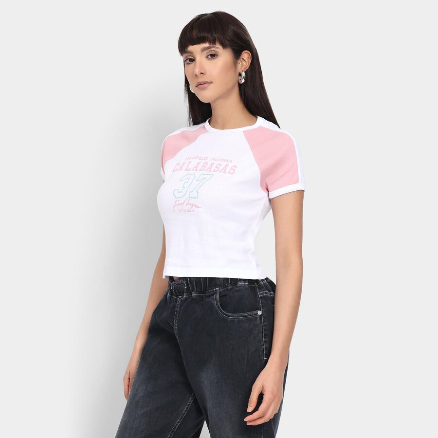 Ladies' 100% Cotton Crop  Top, Pink, large image number null