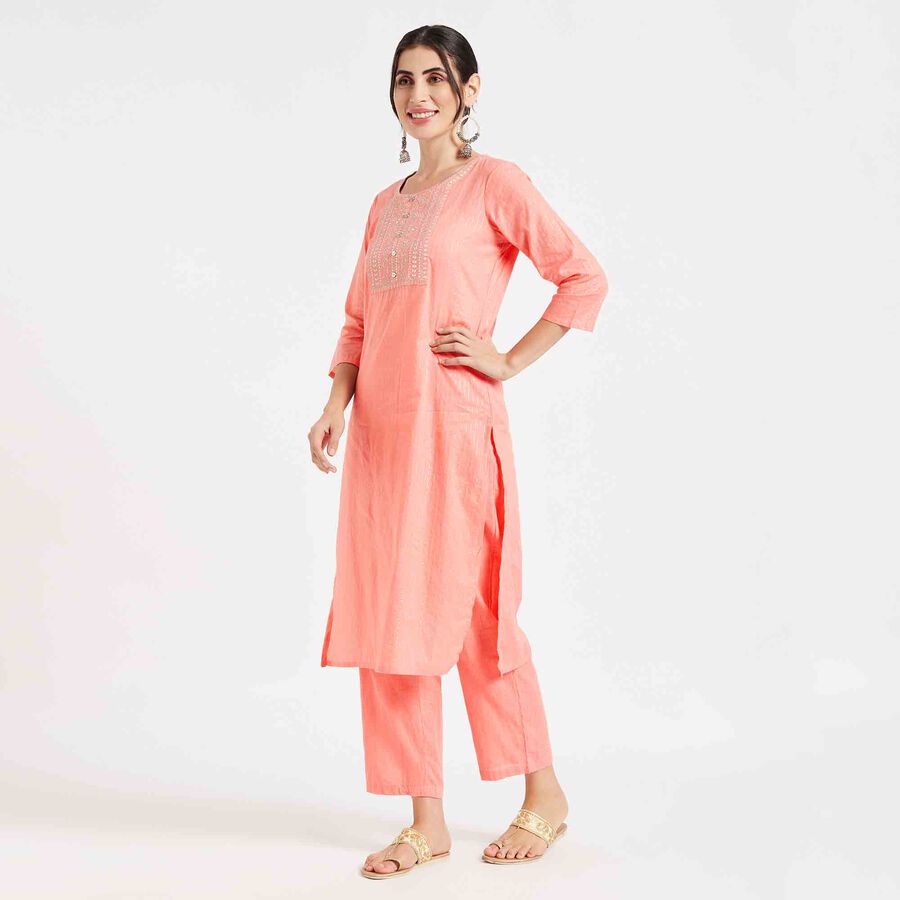 Embroidered Kurta, Peach, large image number null