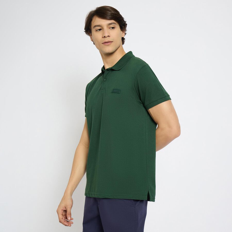 Men's Collared Half Sleeves T-Shirt, Dark Green, large image number null