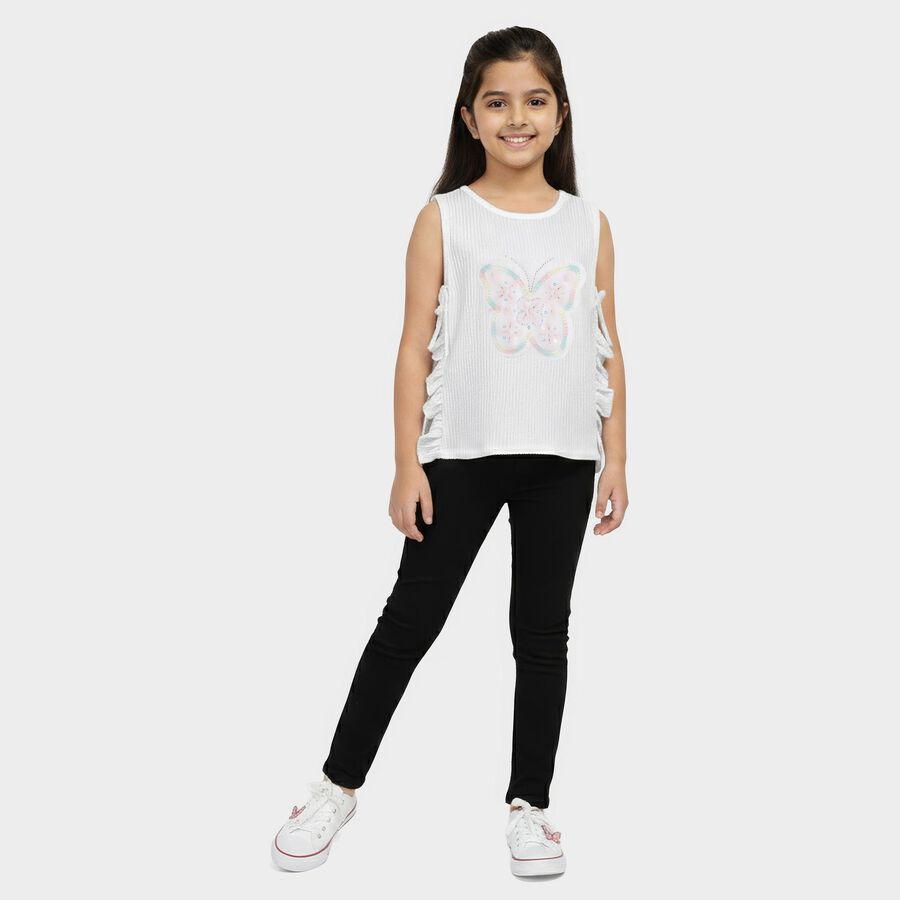 Girls' Snow White Crew Neck Casual T-Shirt, White, large